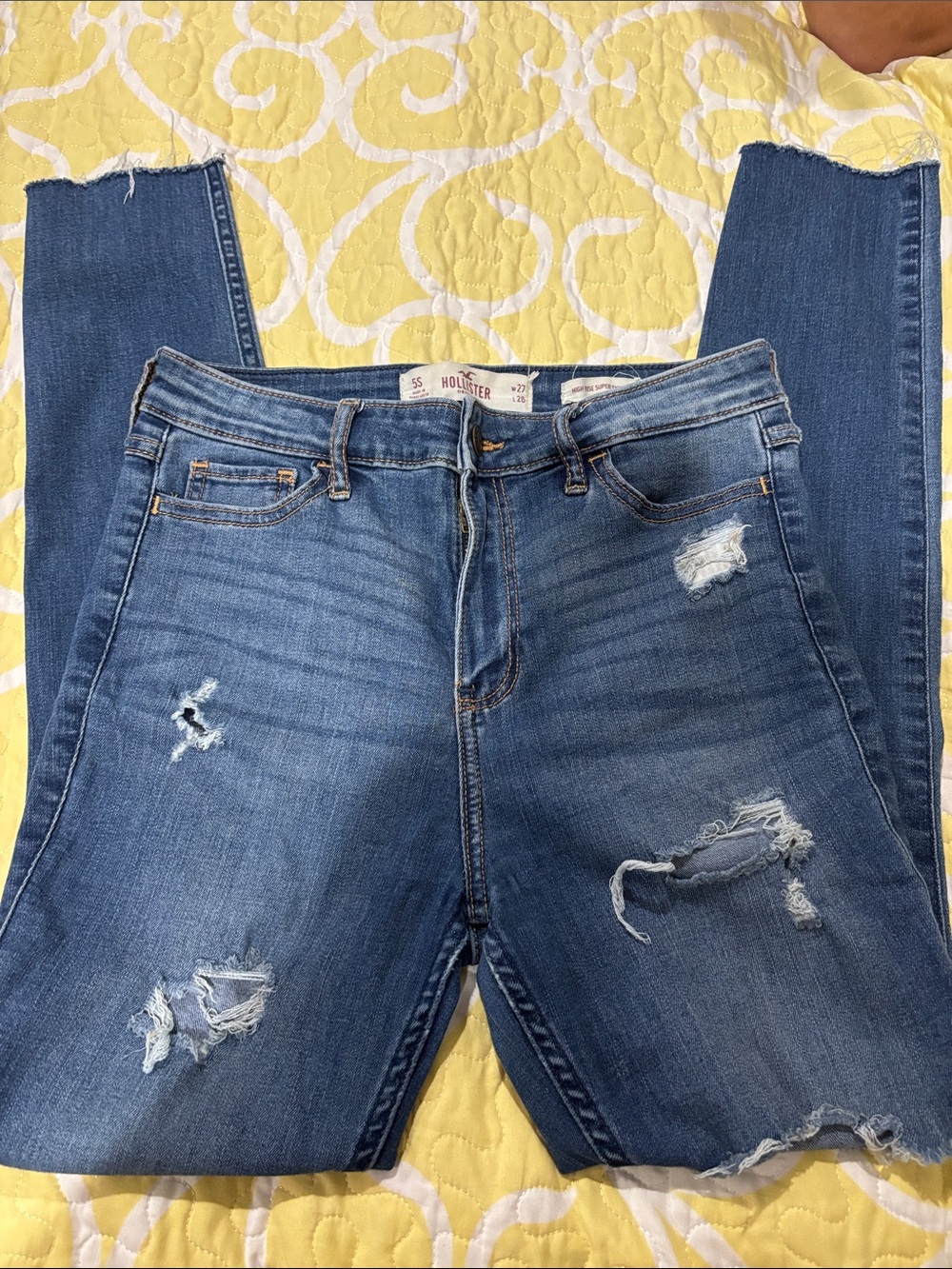 Hollister Medium Blue Distressed Skinny Jeans 5S